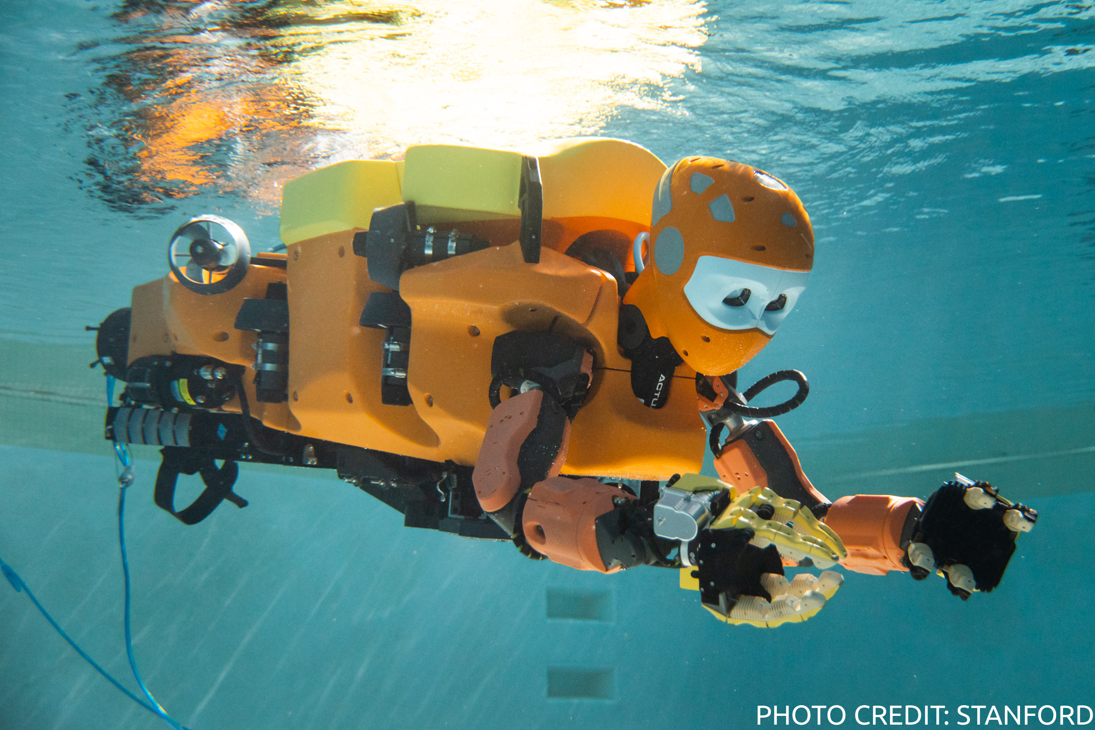 Ocean1 underwater robot operating in a pool
