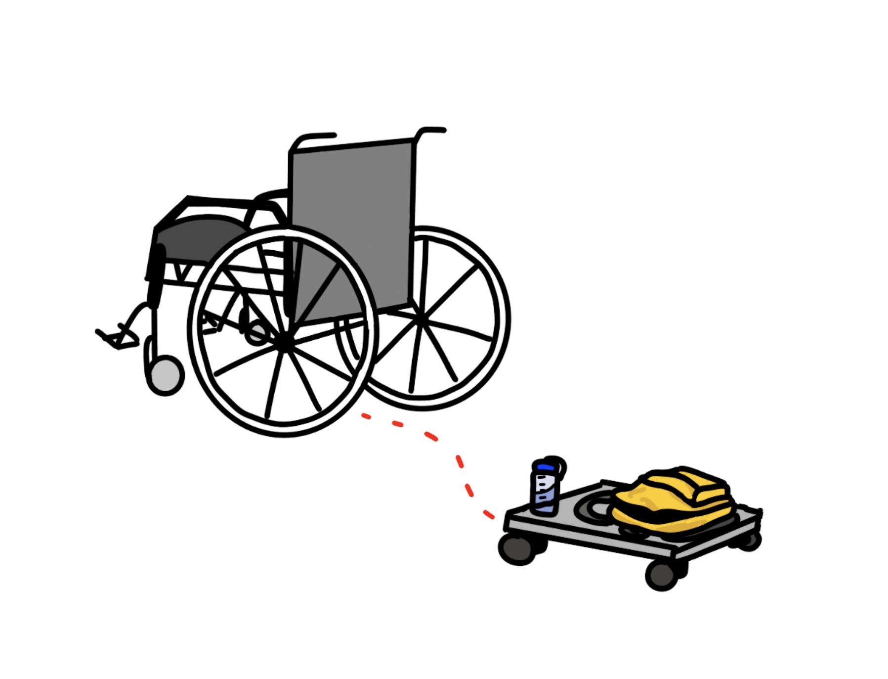 Concept sketch showing a mobile robot assisting a wheelchair user