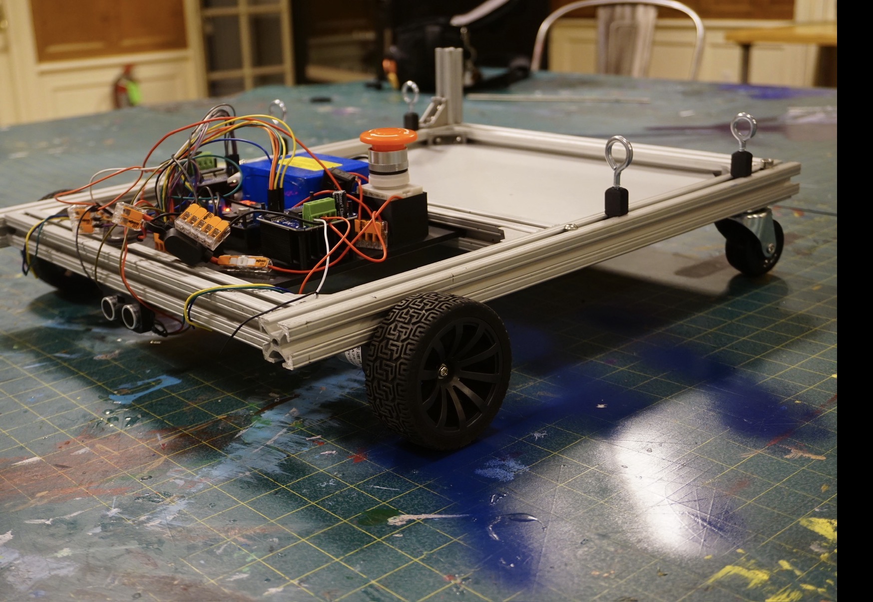 Angled view of the completed MVP robot prototype