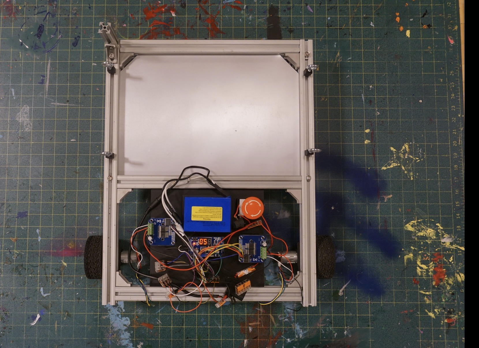 Full overhead view of the completed MVP robot prototype