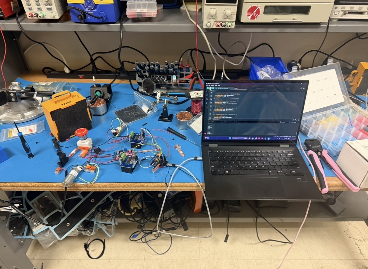 MVP electronics and programming setup on a workbench
